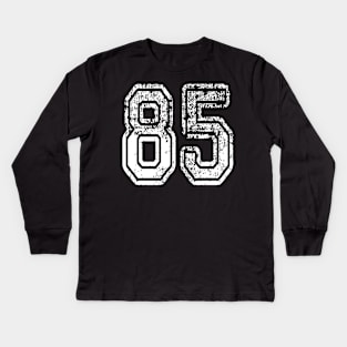 Number 85 Grungy in white Kids Long Sleeve T-Shirt